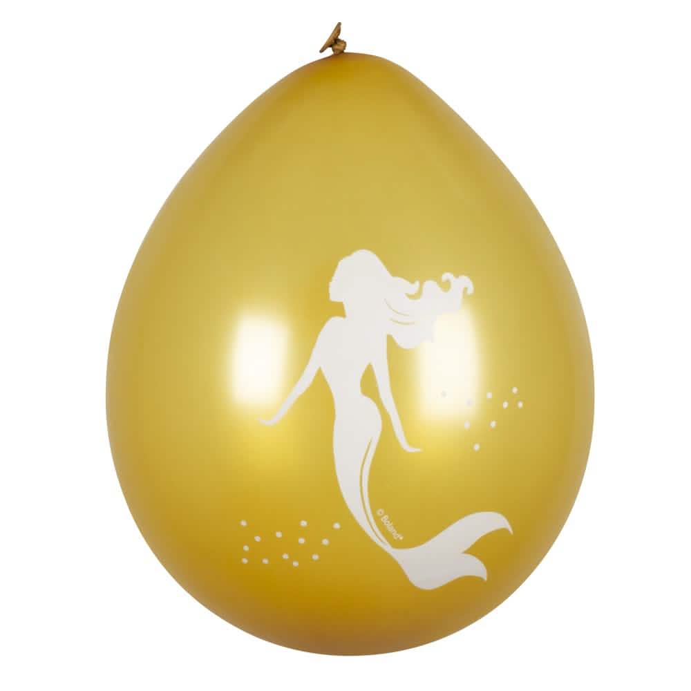 Keltainen ilmapallo, jossa on valkoinen merenneito-kuvio Ballons Sirène Laguneista