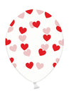 Ballons en latex coeurs rouges transparents biodégradables