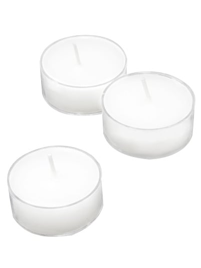 Bougies chauffe-plats blanches avec support transparent