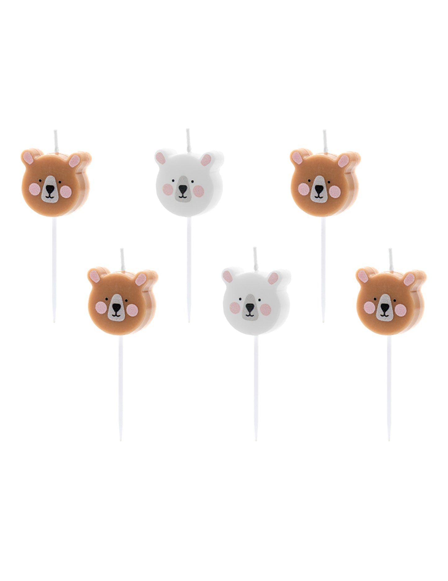 Bougies d'anniversaire petits ours pour enfant bruns et blancs