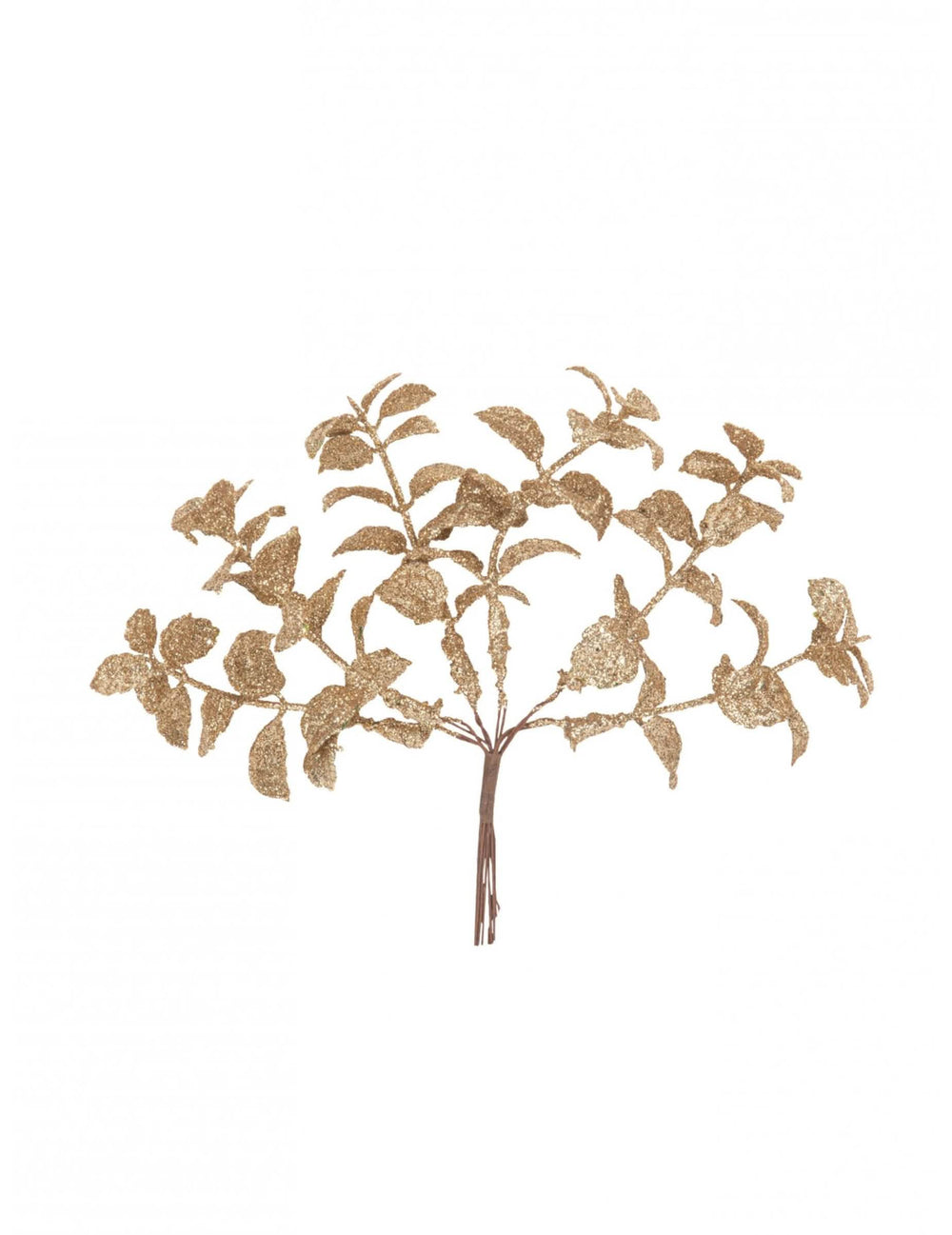 6 branches d'eucalyptus pour Noël féerique à paillettes cuivre