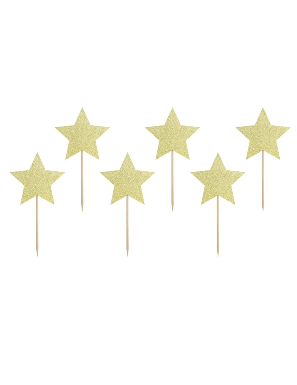 Cake toppers étoiles pour gâteaux dorées pailletées