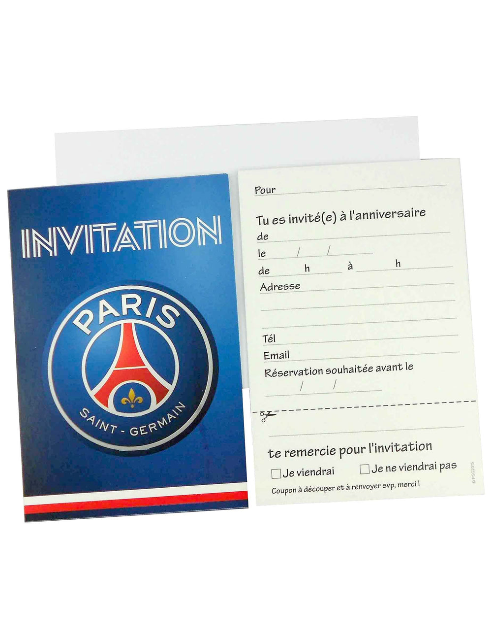 Kutsukortit ja kirjekuoret PSG sininen ja punainen logolla