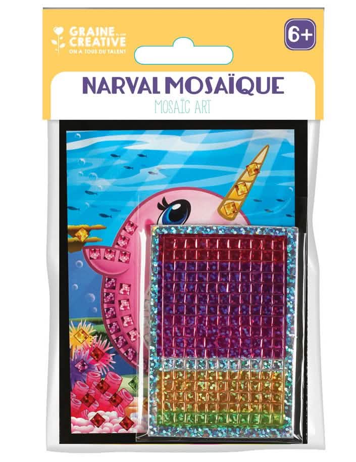 Holografiset mosaiikkikortit narvalille lapsille monivärinen