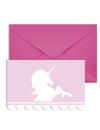 Cartons d'invitation avec enveloppes licorne pastel pour anniversaire rose et blanc
