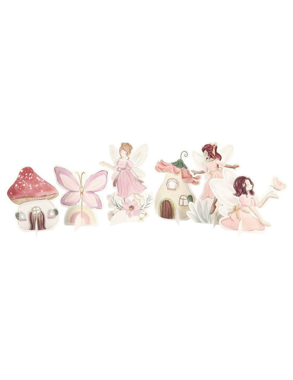 6 décorations à poser fée pour fête rose pastel univers enchanté