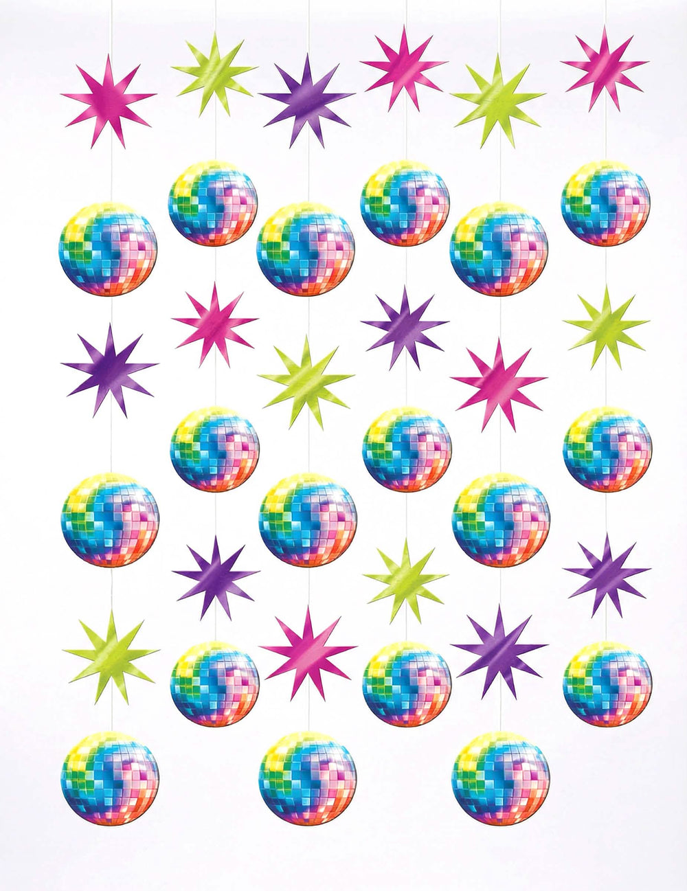 Décorations à suspendre Disco Boules à facettes pour fête multicolores avec étoiles