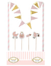 Kit de décorations pour gâteau baby shower pour fille rose et doré