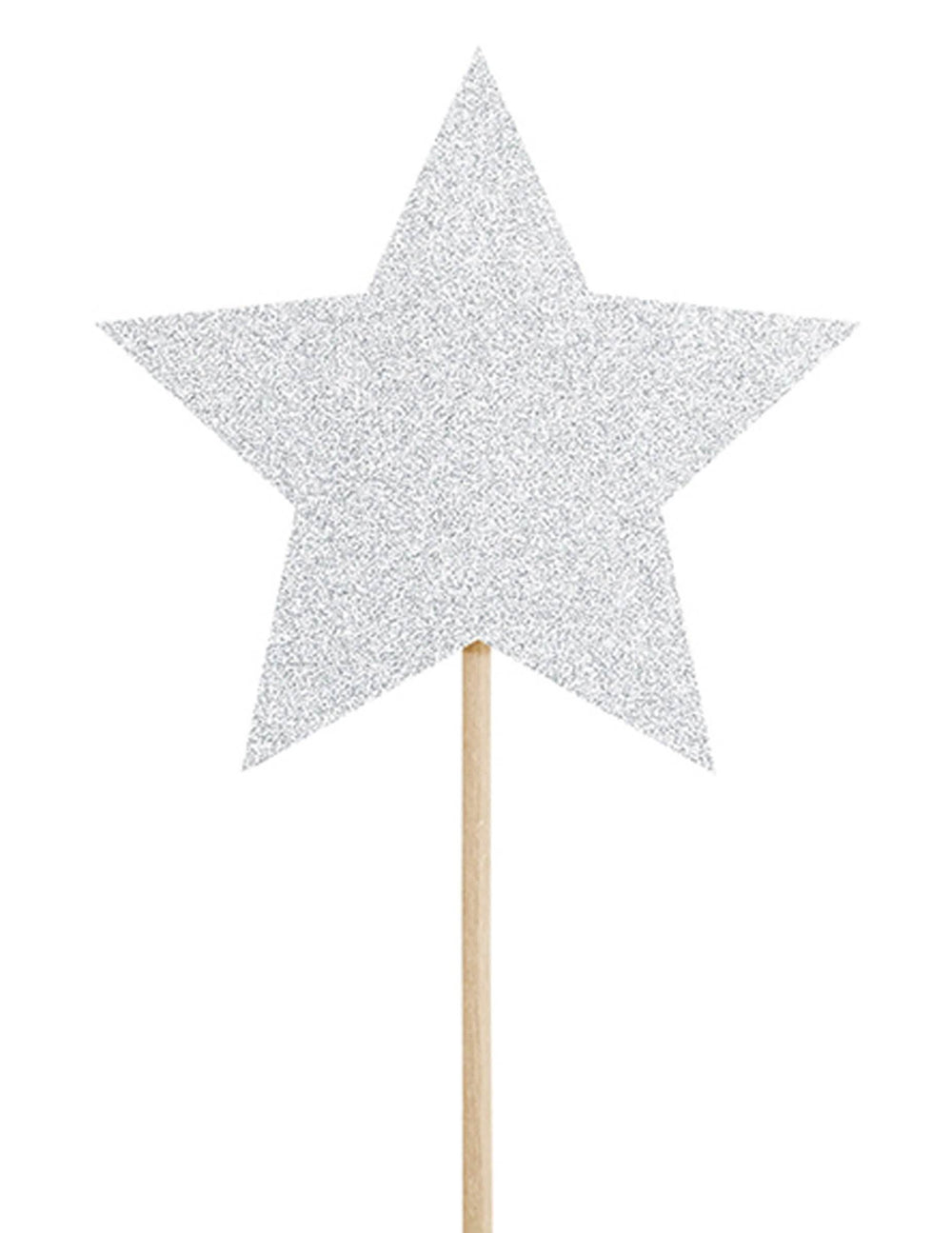 Décoration pour gâteau sur pique étoile pour anniversaire argent pailleté