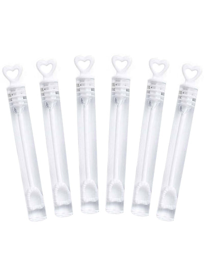 Flacons de bulles à savon mariage pour invités blancs avec bouchon cœur