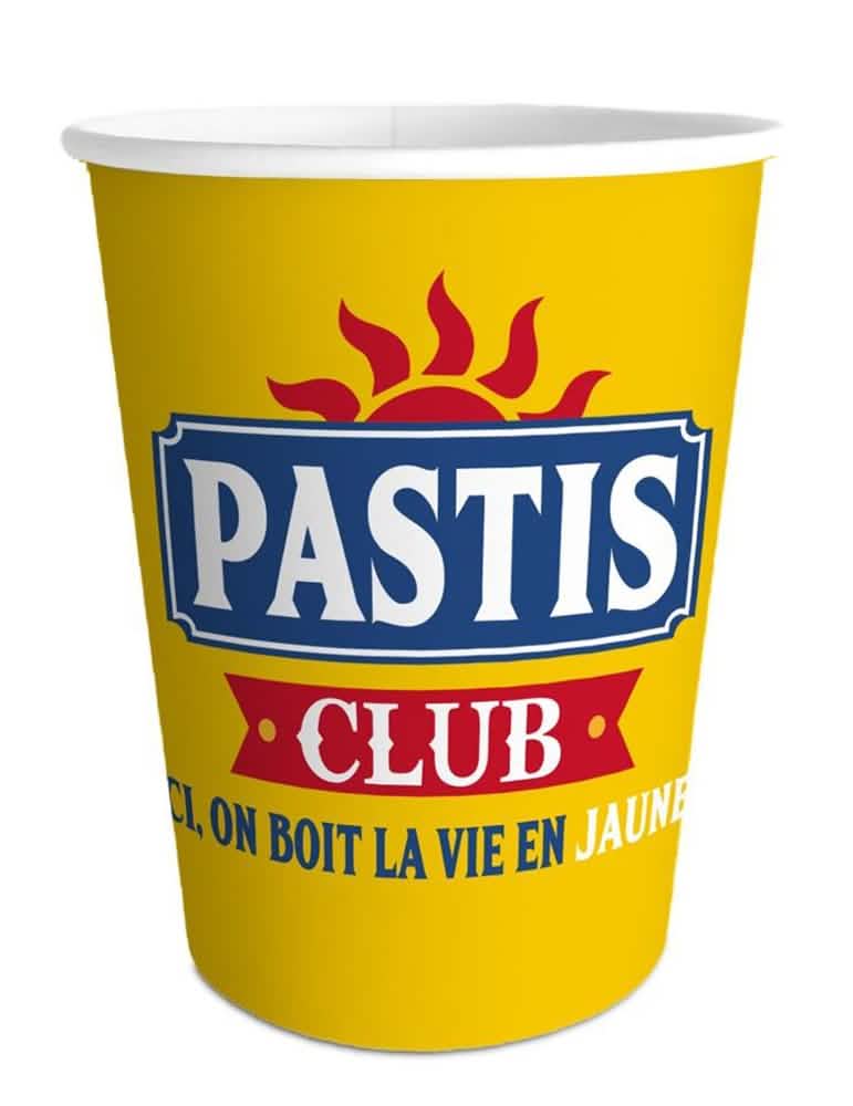 Gobelets apéro Pastis Club pour adulte jaune
