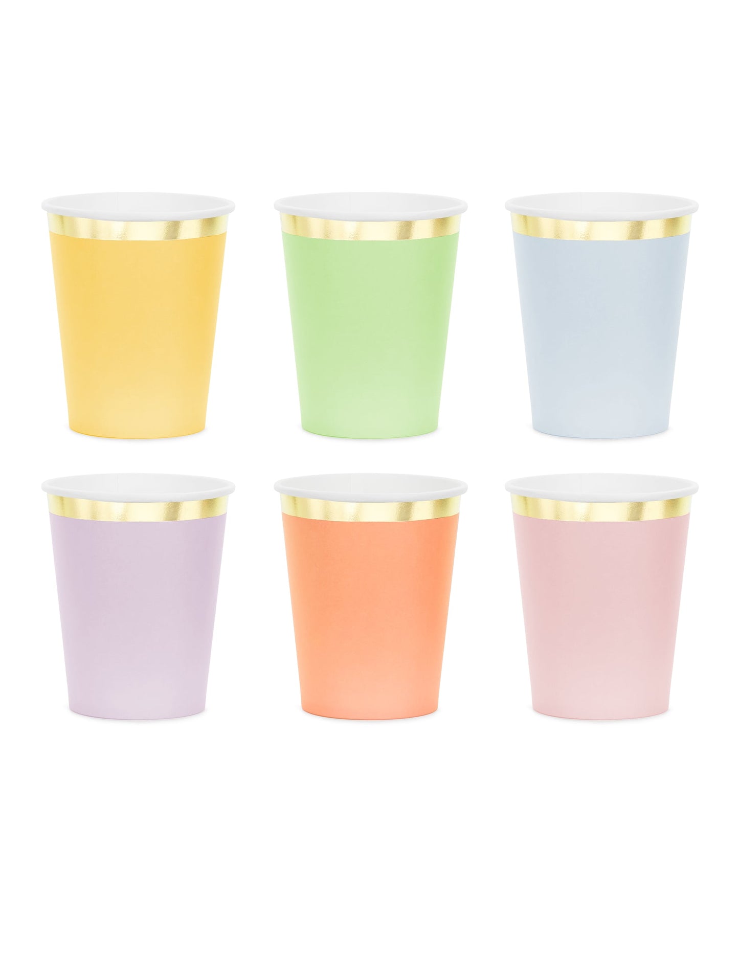 6 Kartonkimukia pastelli kultaisella reunalla 220 ml