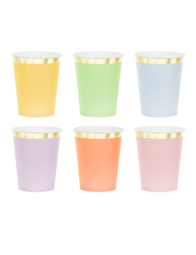6 Kartonkimukia pastelli kultaisella reunalla 220 ml