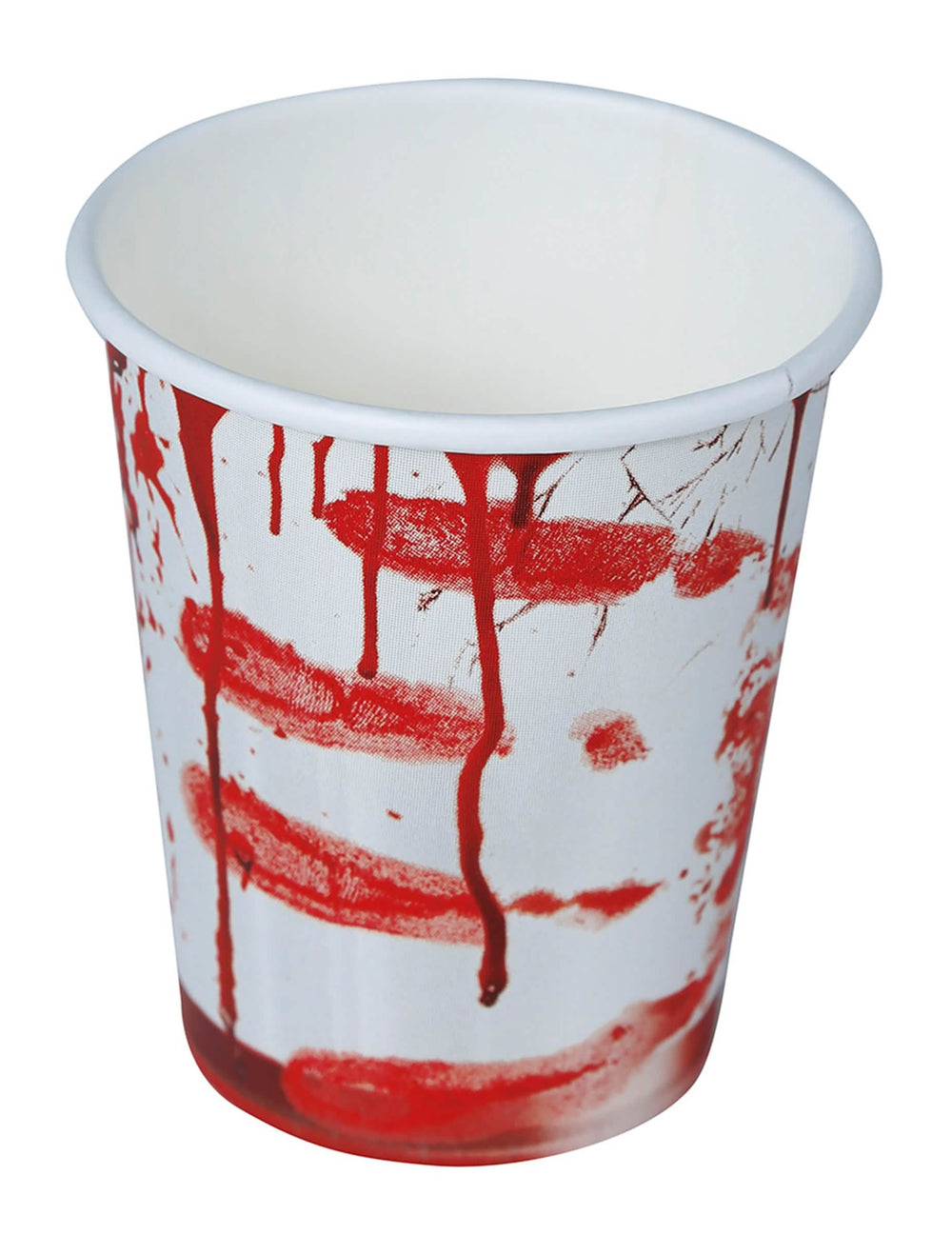 Lähikuva veritahroista verisestä halloween-paperikupista