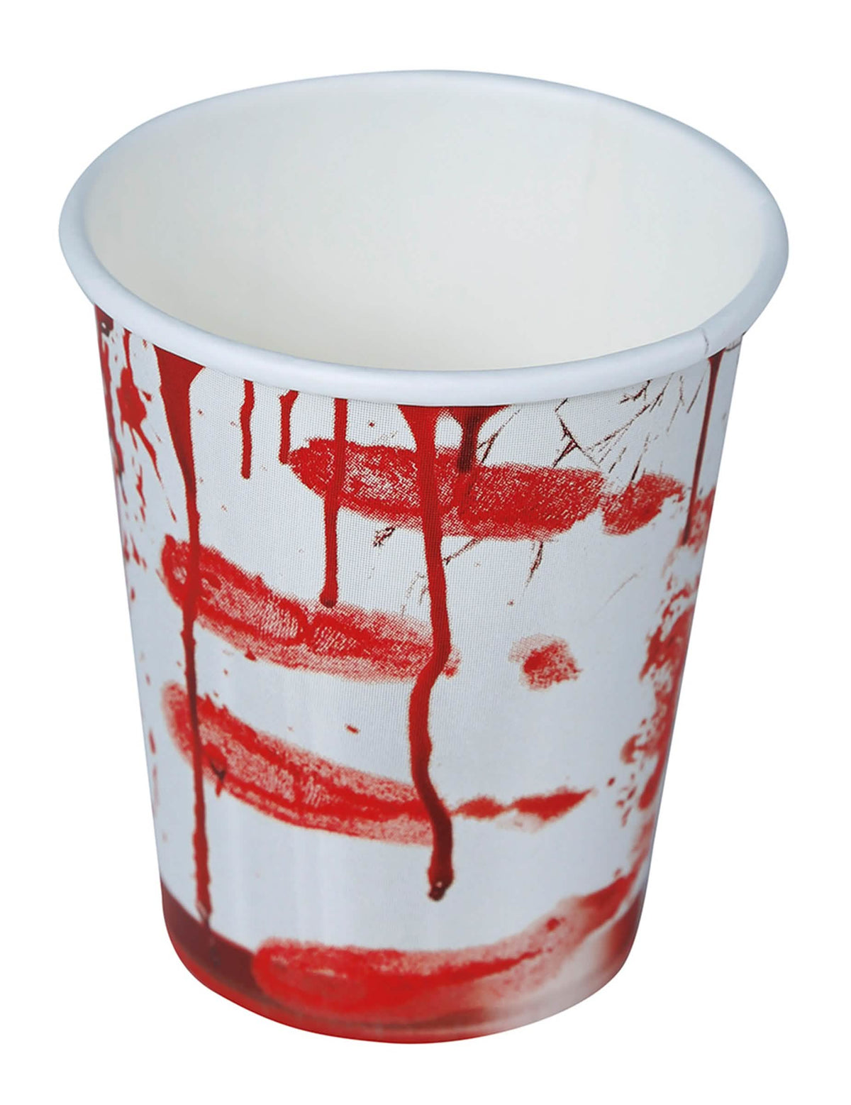 Lähikuva veritahroista verisestä halloween-paperikupista