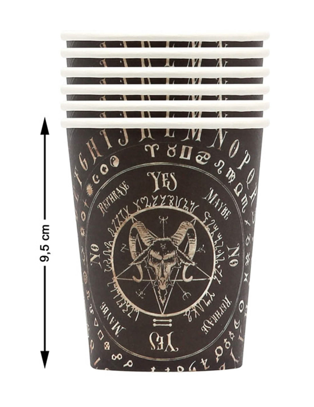 Détail des dimensions des gobelets en carton ouija