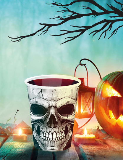 Mise en situation Halloween du gobelet tête de mort