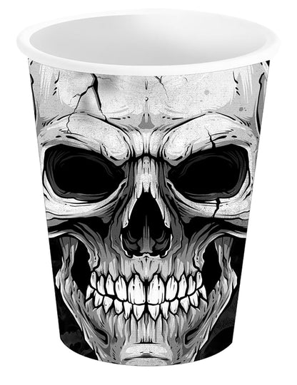 Gobelet tête de mort pour fête noir et blanc avec crâne réaliste
