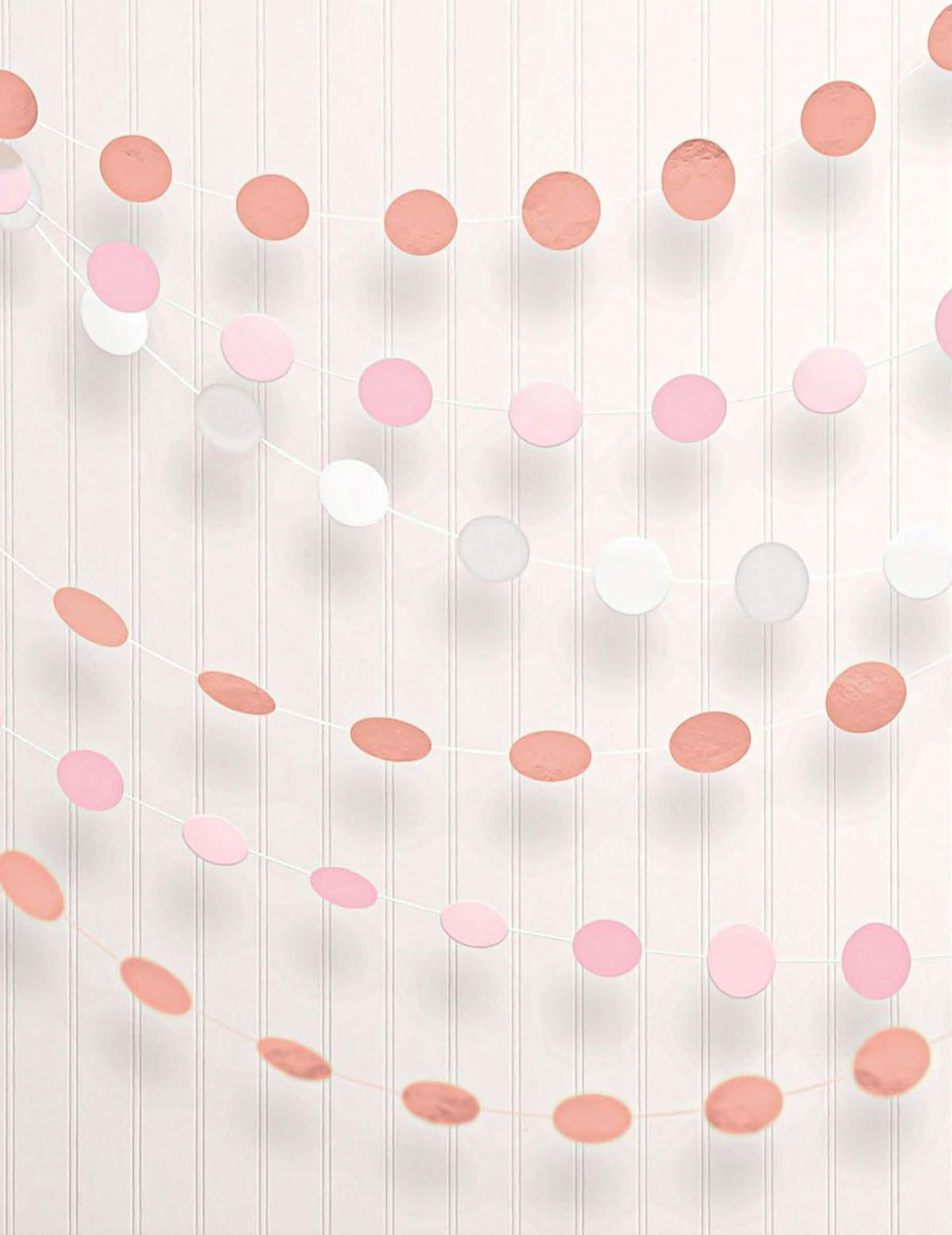 Guirlande en papier à ronds Rose Gold pour décoration de fête rose et blanc