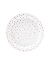 Assiettes en carton à pois pour table blanches et rose gold