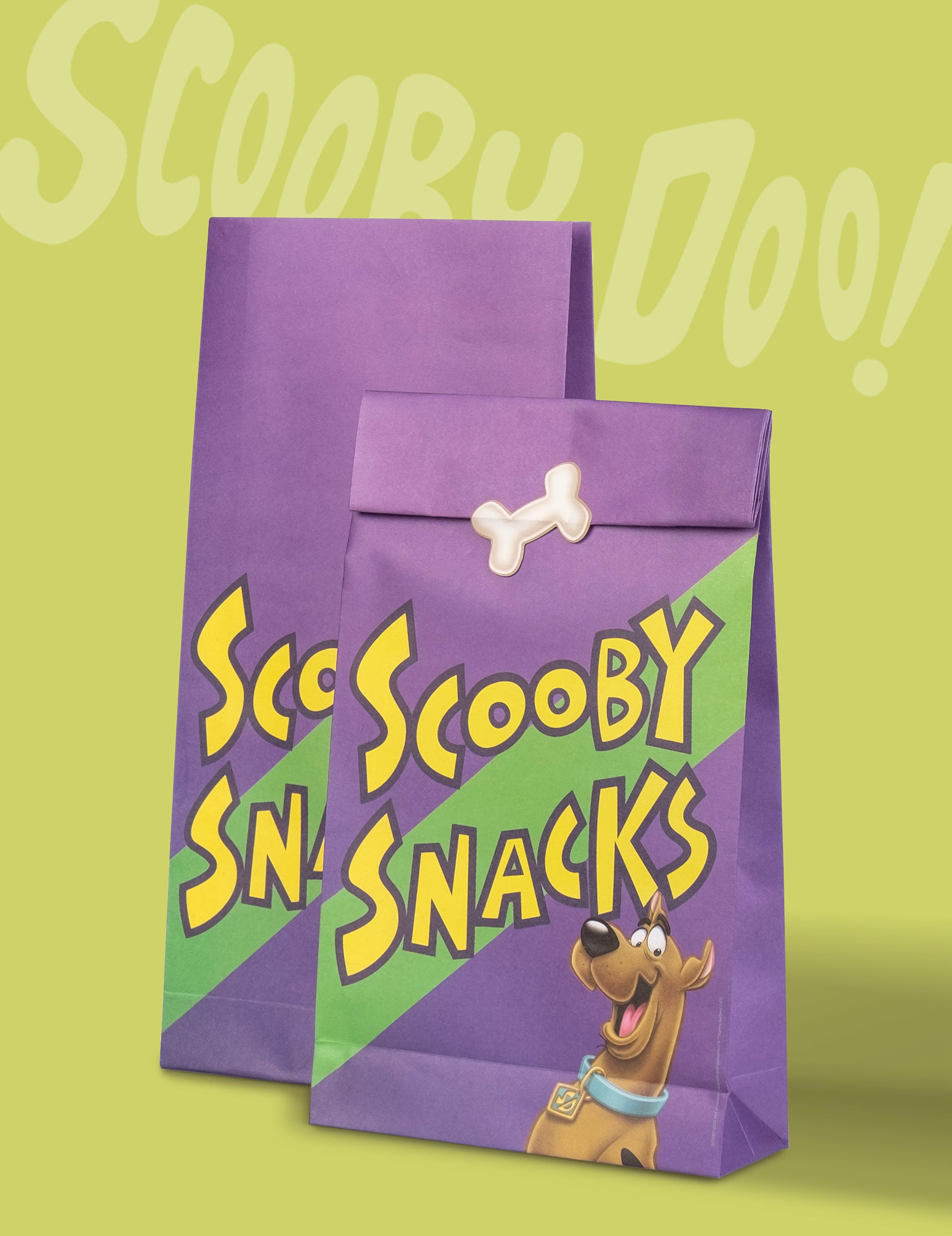 Sacs cadeaux Scoobydoo pour enfant violets et verts
