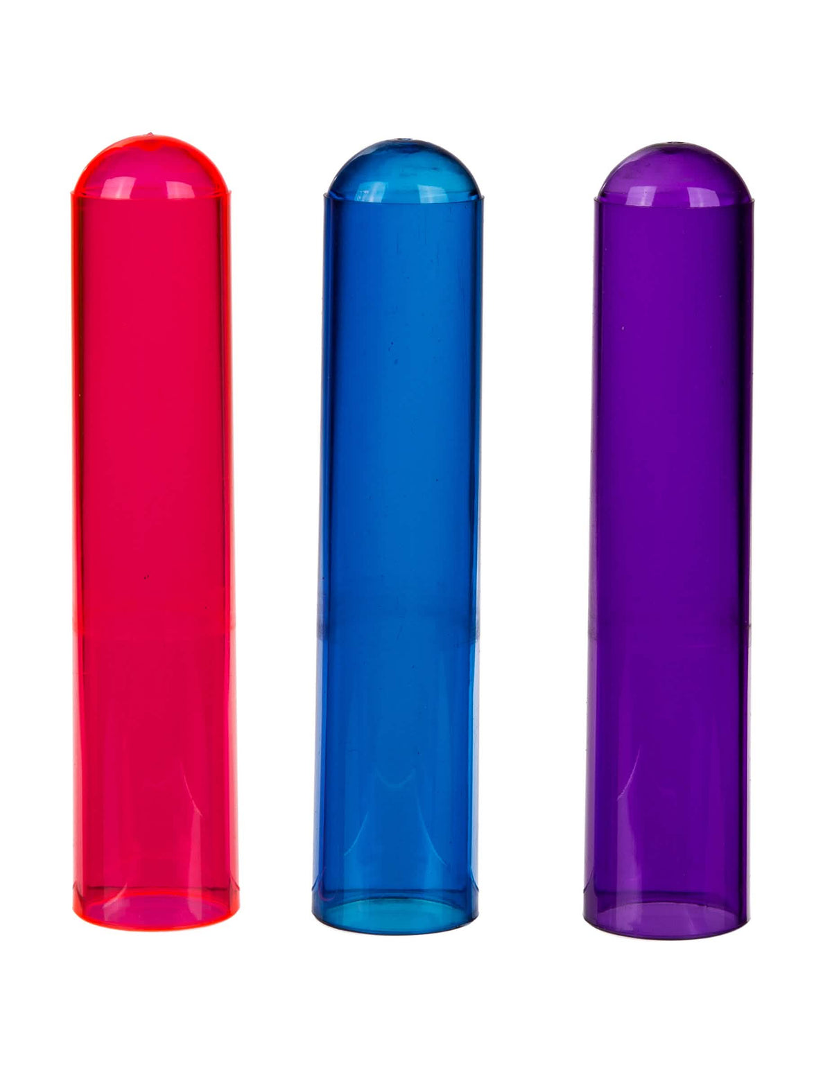 Détail des tubes rose bleu et violet des shooters tubes à essais pour adulte