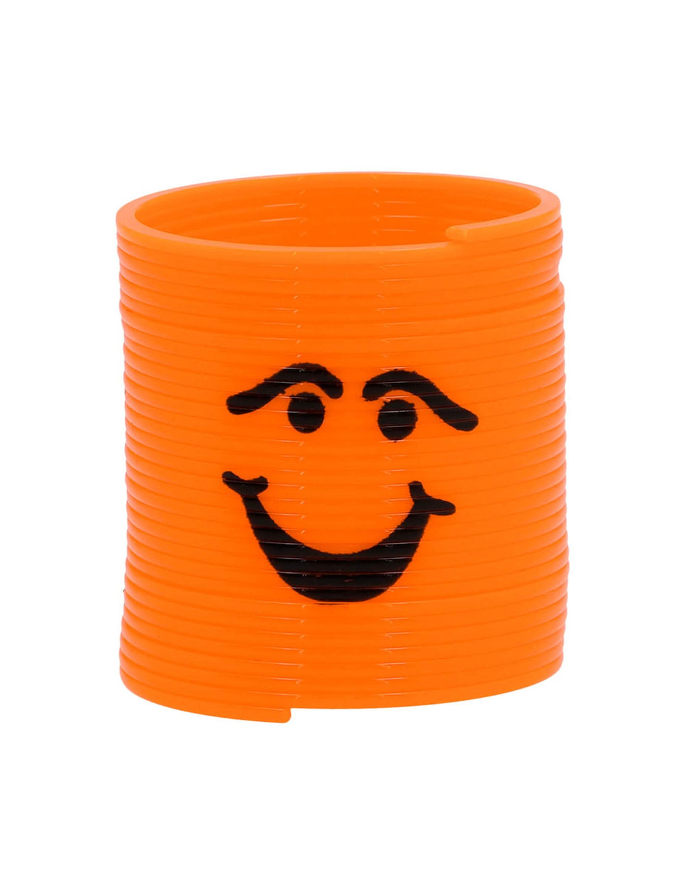 Lähikuva Slinkies Smileysin leveästi hymyilevästä oranssi jousesta