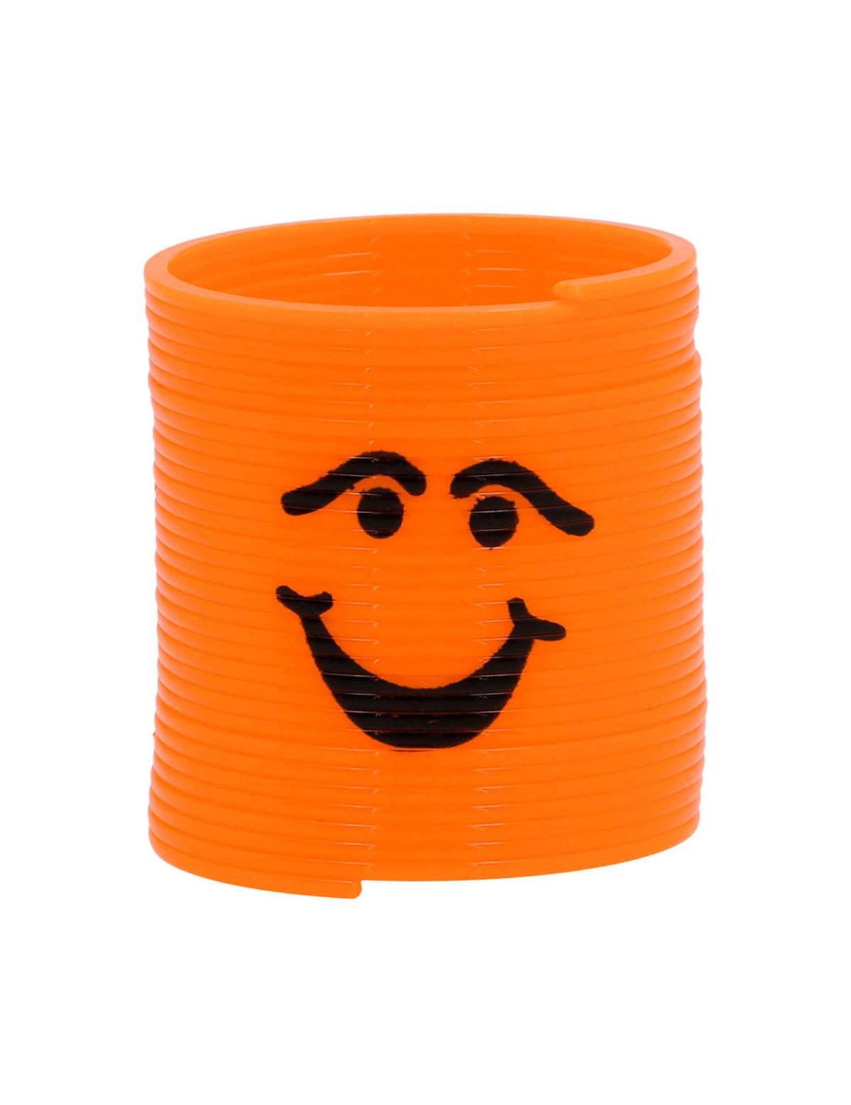 Lähikuva Slinkies Smileysin leveästi hymyilevästä oranssi jousesta