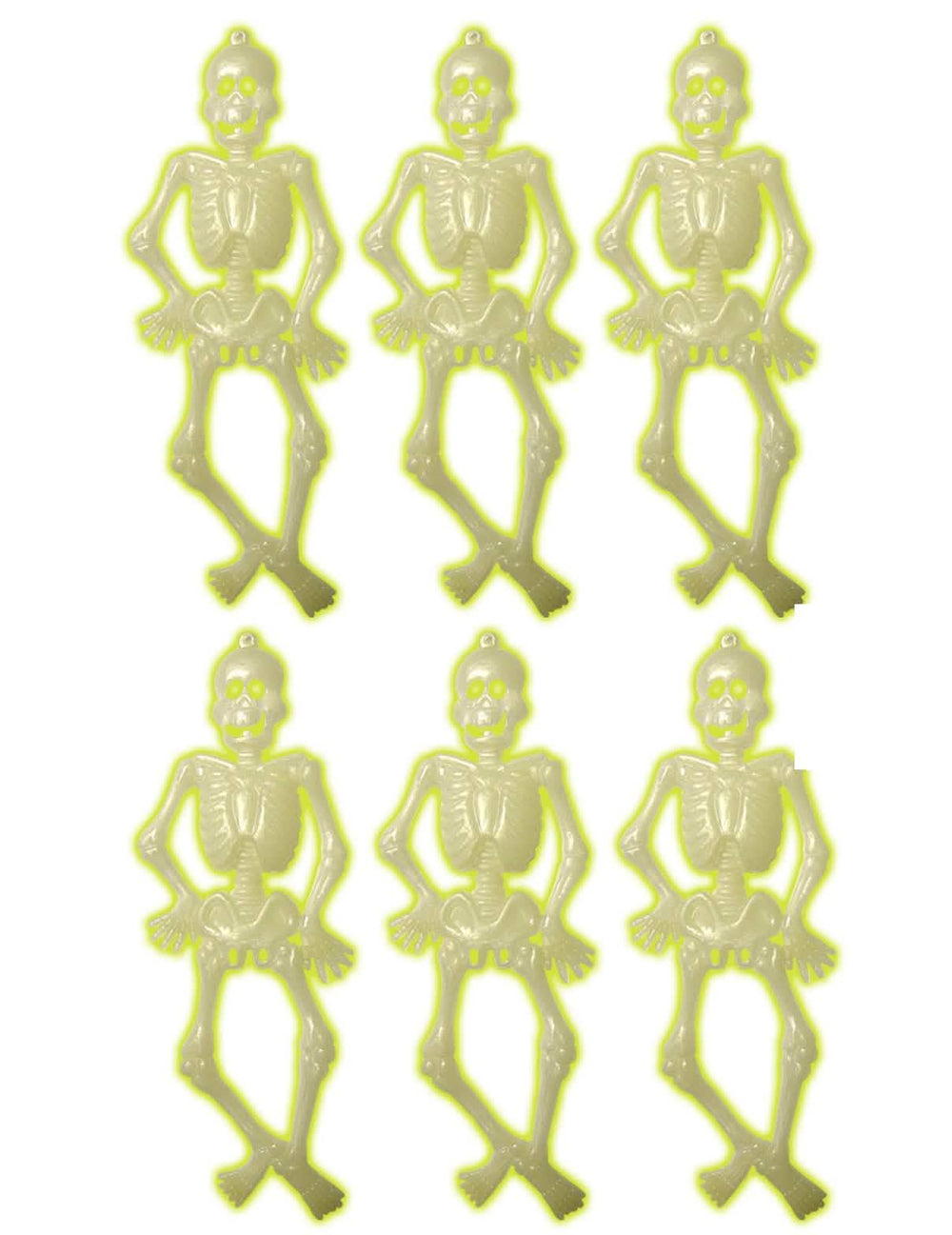 Lot de 6 petits squelettes Halloween pour décoration phosphorescents