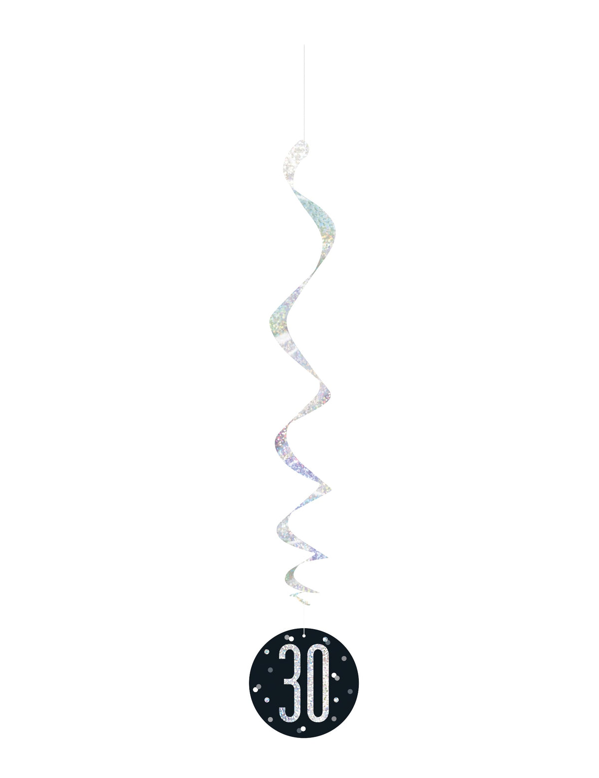Suspension en spirale 30 ans pour anniversaire noire et argentée holographique