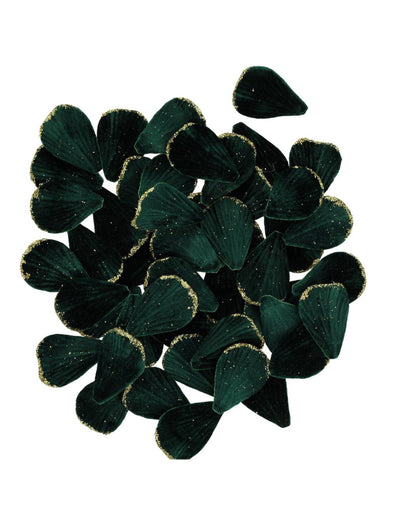 60 tummanvihreää samettiterälehteä kullalla 3 x 5 cm