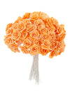 Mini roses en satin sur tiges pour décoration couleur pêche