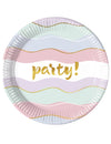 Assiettes en carton Elegant Party pour fête pastel à vagues dorées