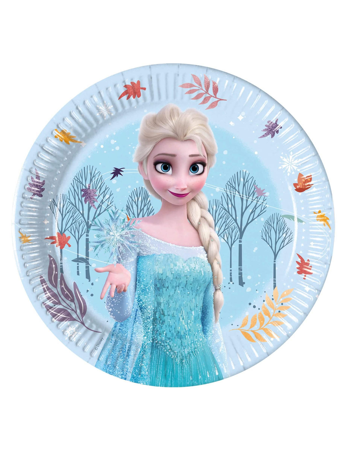 Assiettes en carton La Reine des Neiges Frozen Idyllic Wonder pour enfant bleu clair avec Elsa