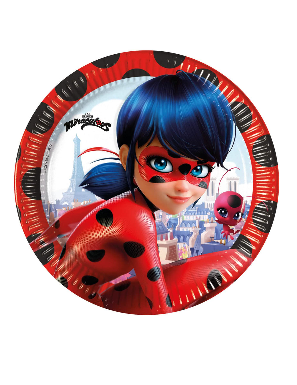 kartoniset lautaset Miraculous Ihmeellinen Leppäkerttu lapsille punaiset mustilla pilkuilla