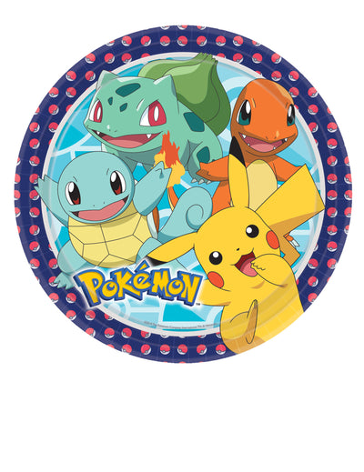 Assiettes en carton Pokémon multi-couleurs avec bordure Pokéball