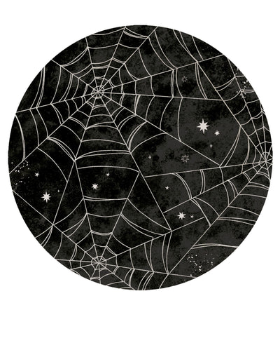 Assiettes en carton toile d'araignée pour Halloween noir et blanc avec étoiles