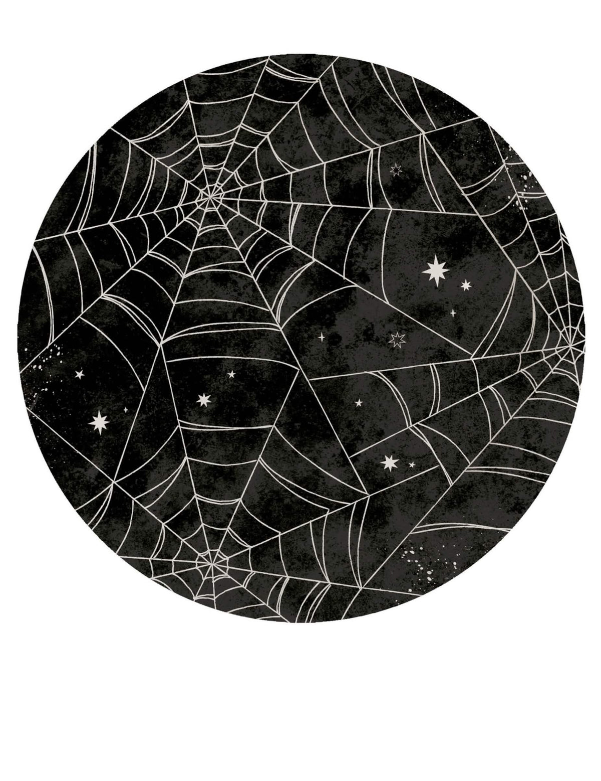 Assiettes en carton toile d'araignée pour Halloween noir et blanc avec étoiles
