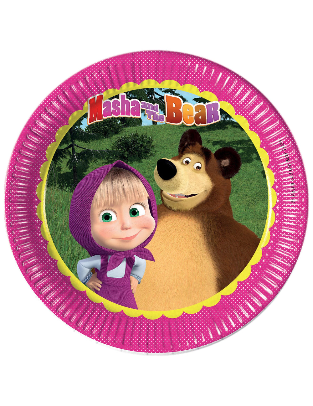 Assiette Masha et Michka pour enfant rose