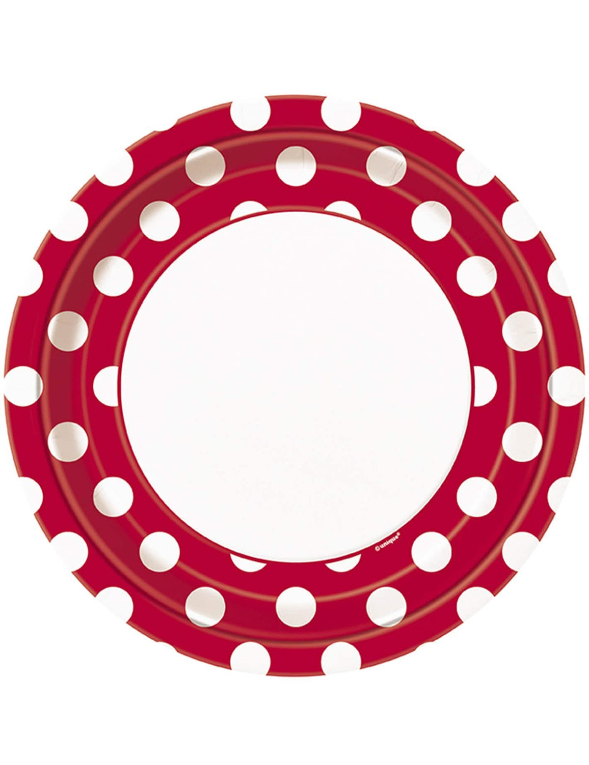 Assiettes en carton rouges à pois blancs pour fête