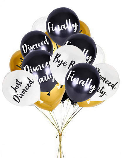 Ballons Divorced Party pour adulte noir blanc et or