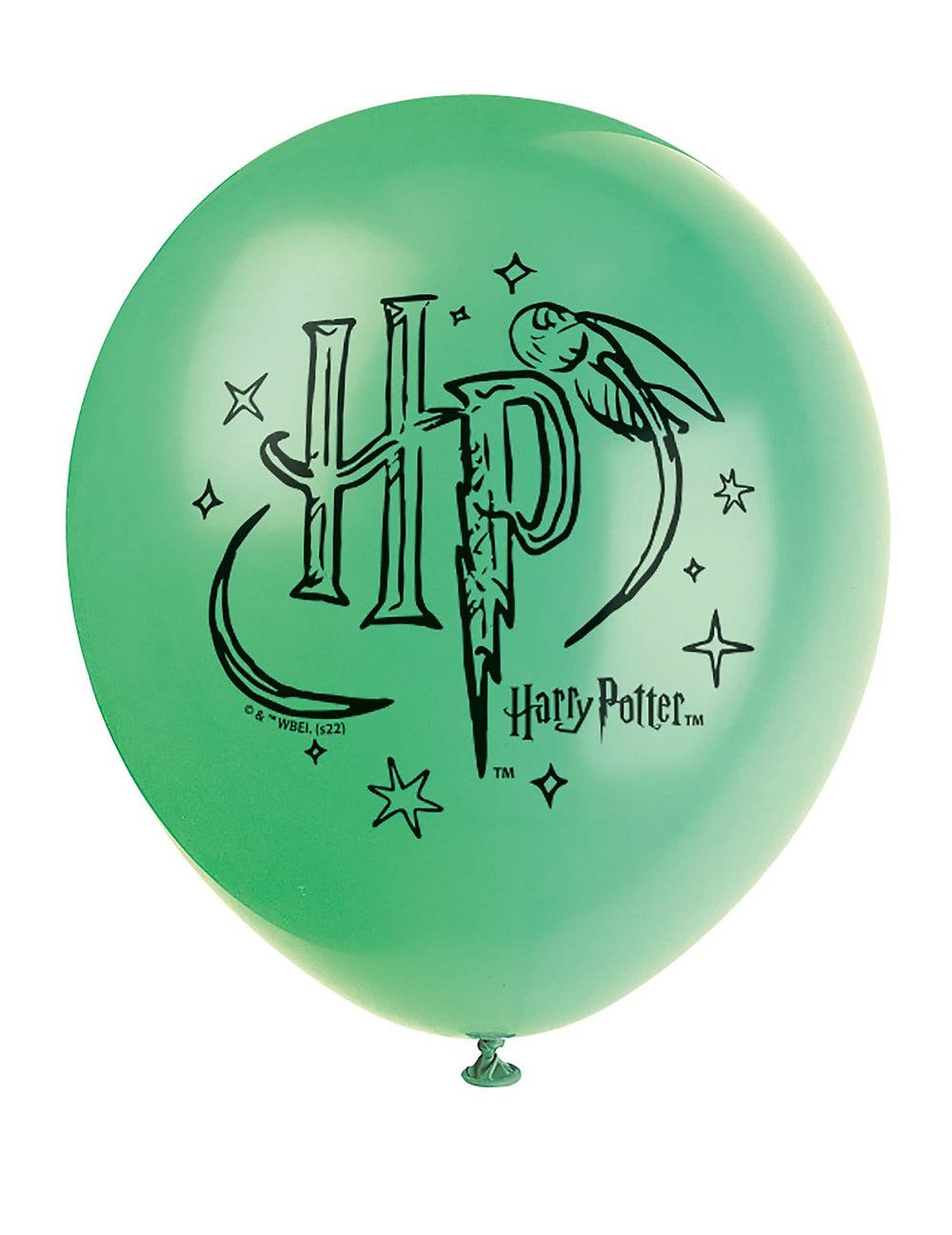 Lähikuva Harry Potterin lateksi-ilmapallojen vihreästä ilmapallosta