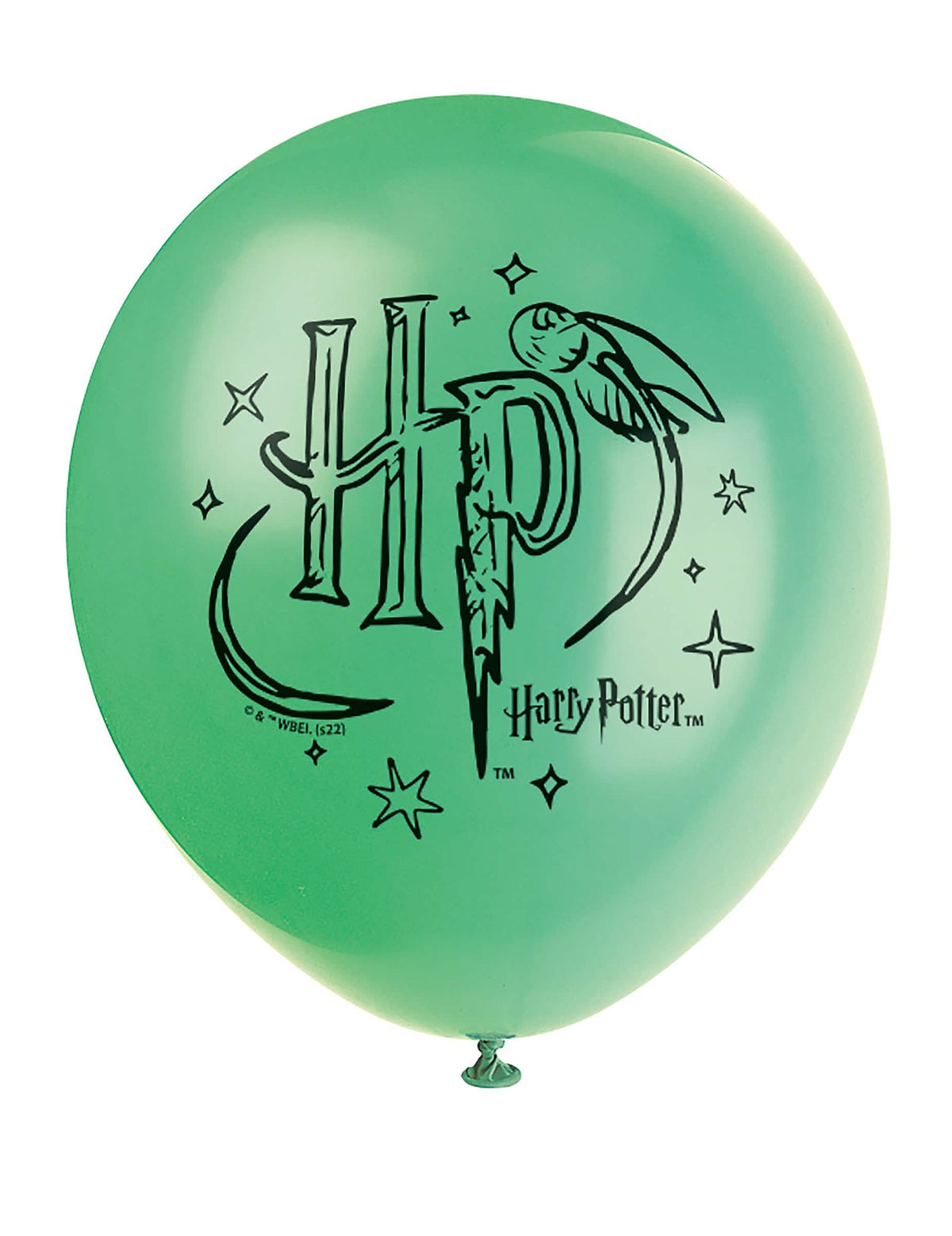 Lähikuva Harry Potterin lateksi-ilmapallojen vihreästä ilmapallosta