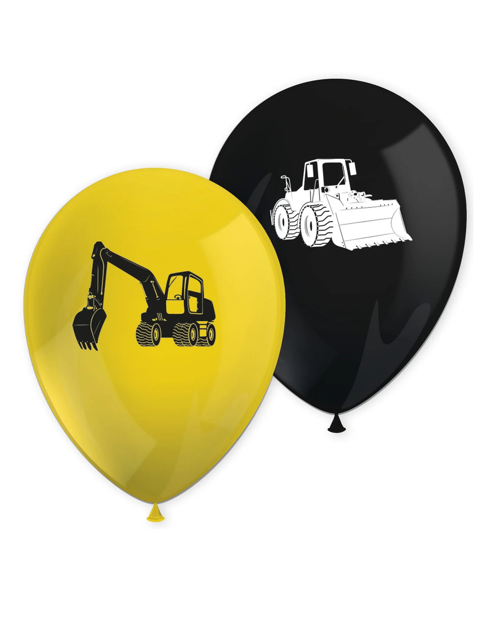 Ballons latex engins de chantier pour enfant noirs et jaunes