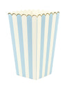 Boîtes à pop corn pour fête bleu pastel et or en carton rayé