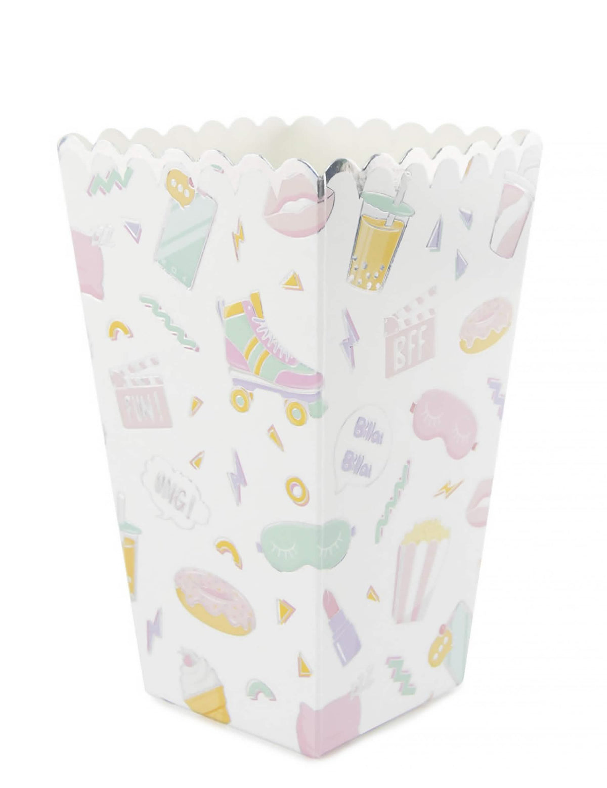Boîte à pop corn pyjama party irisé aux motifs girly