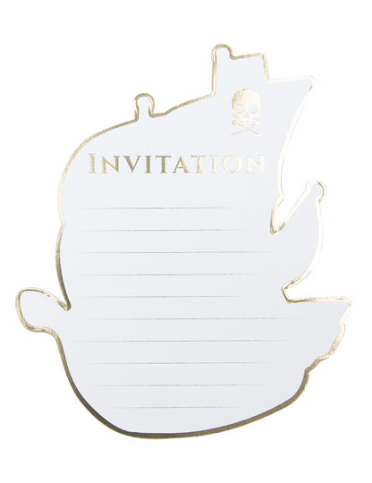 Vue de l'intérieur avec lignes d'écriture des cartes d'invitation bateau pirate