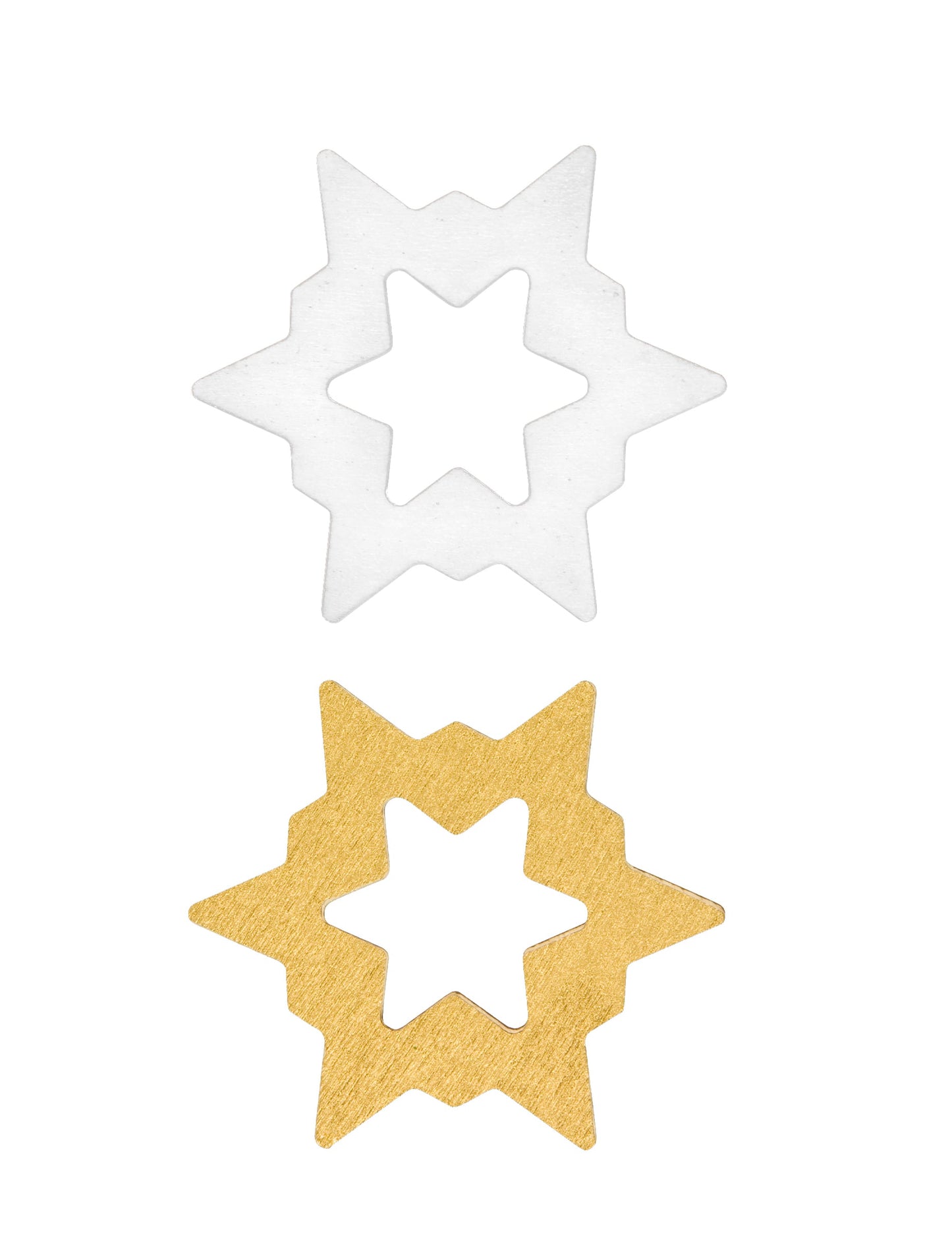 Confettis de table en bois étoiles pour Noël blanches et or