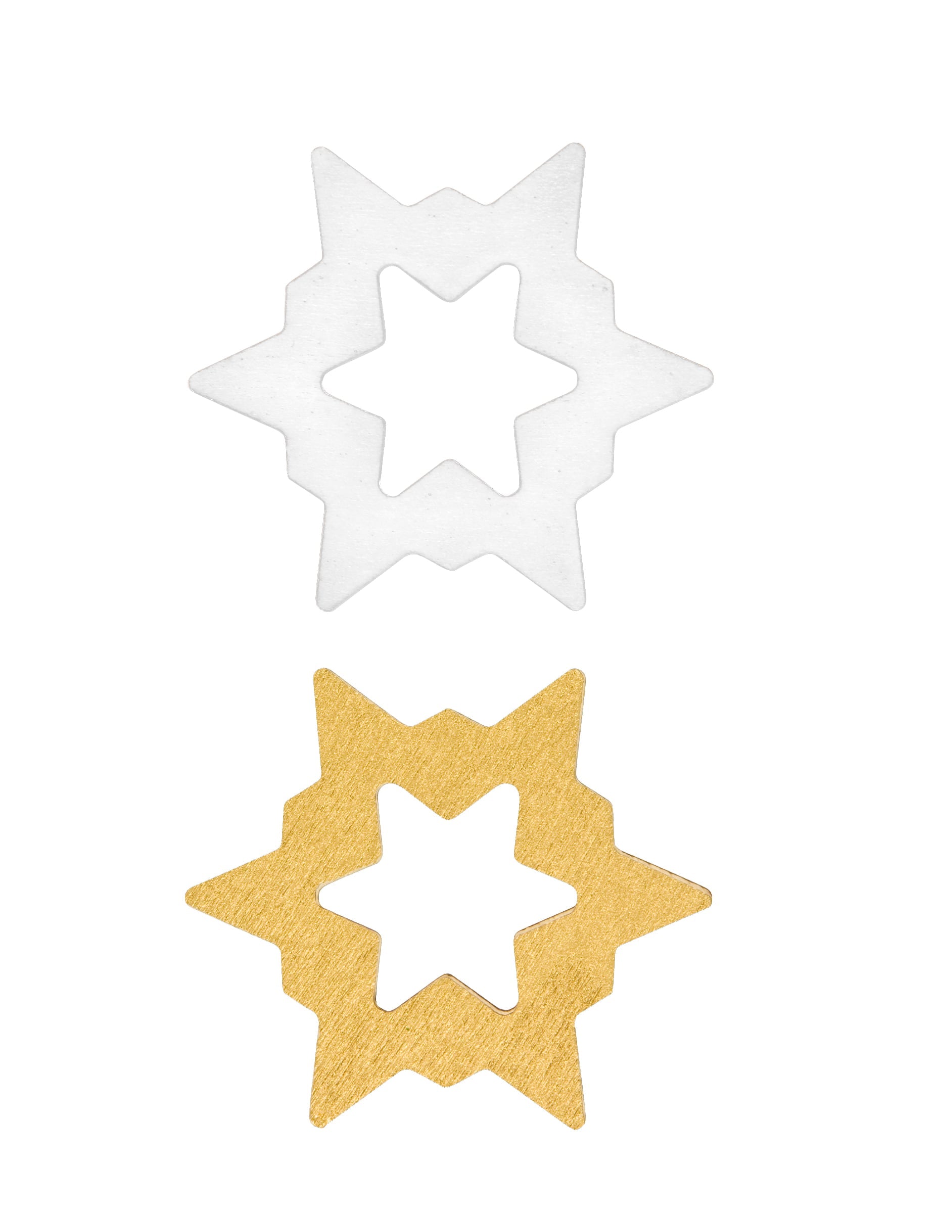 Confettis de table en bois étoiles pour Noël blanches et or