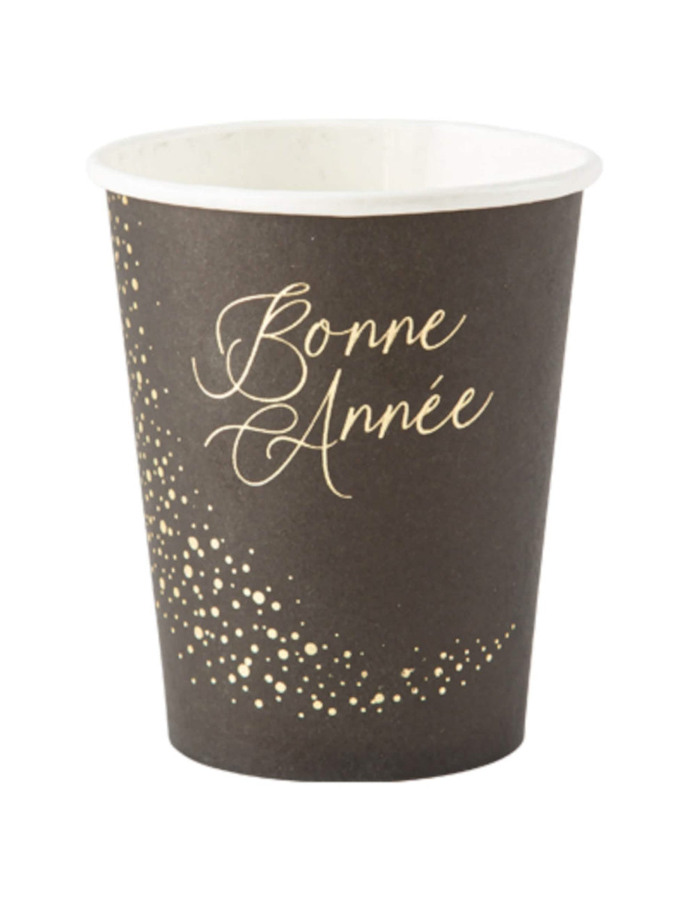 Gobelets en carton Bonne année pour fête noirs et or